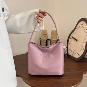 minimalist nylon armpit bag — korean niche embroidered letter bucket bag (hand held & underarm)